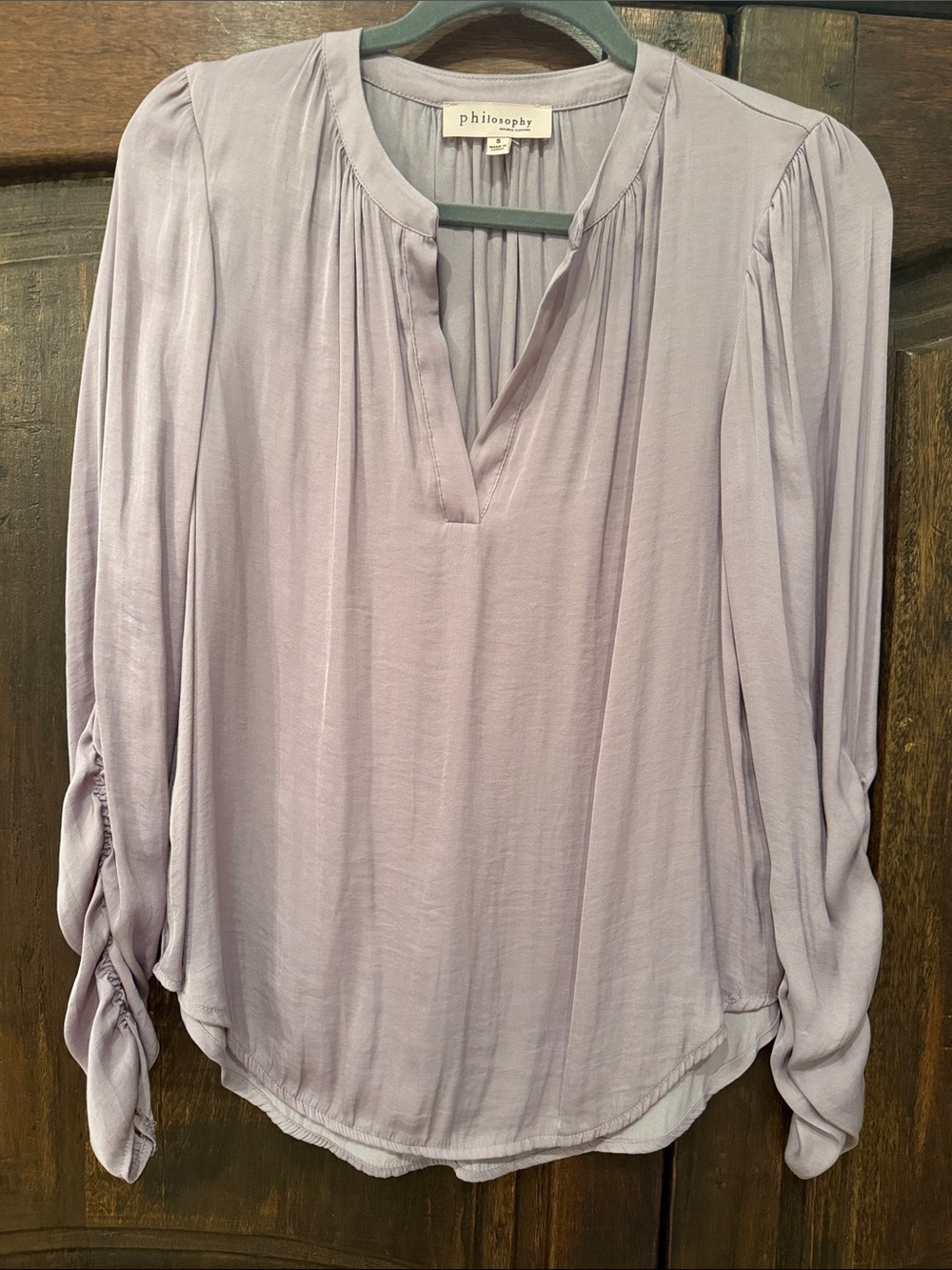 Philosophy Soft Lavender V-Neck Long Sleeve Blouse